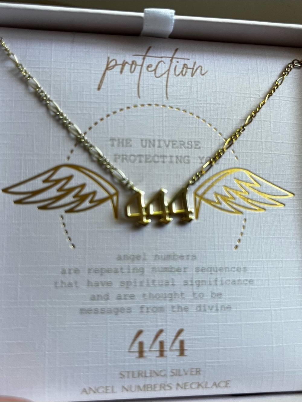 Sterling Gold 444 Angel Numbers Necklace -